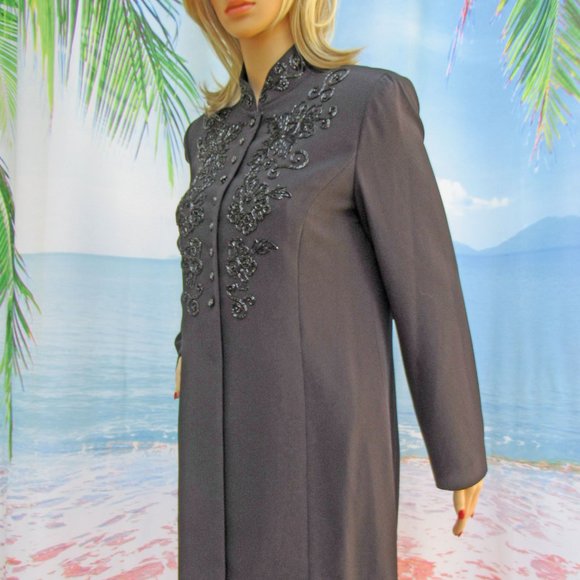 Liz Claiborne Night tunic length beaded top blazer, 36 bust, Polyester, Lined - Picture 3 of 14